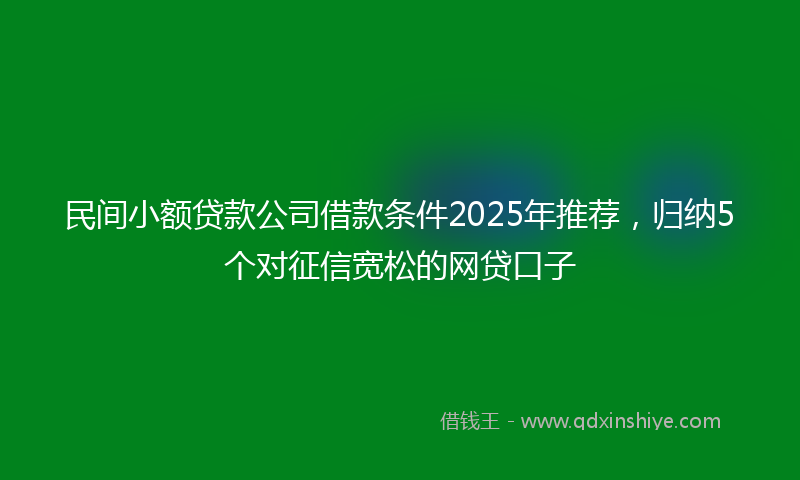 民间小额贷款公司借款条件2025年推荐，归纳5个对征信宽松的网贷口子