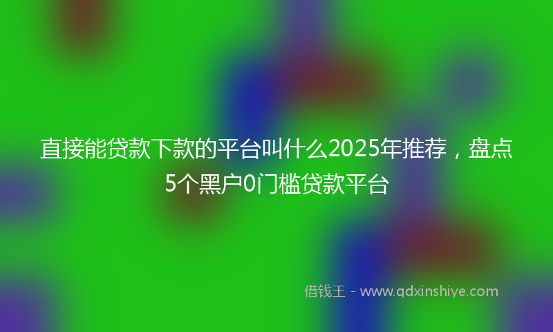 直接能贷款下款的平台叫什么2025年推荐，盘点5个黑户0门槛贷款平台
