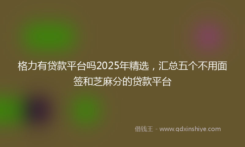 格力有贷款平台吗2025年精选，汇总五个不用面签和芝麻分的贷款平台