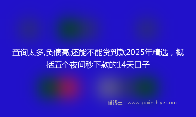 查询太多,负债高,还能不能贷到款2025年精选，概括五个夜间秒下款的14天口子