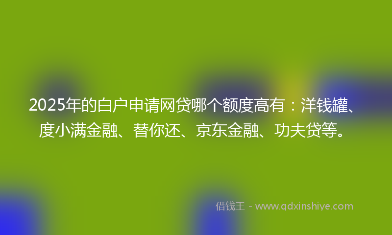 2025年的白户申请网贷哪个额度高有：洋钱罐、度小满金融、替你还、京东金融、功夫贷等。