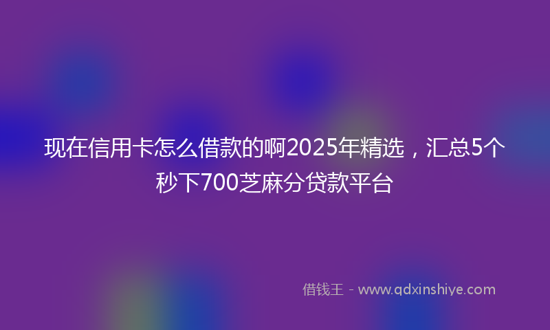 现在信用卡怎么借款的啊2025年精选，汇总5个秒下700芝麻分贷款平台