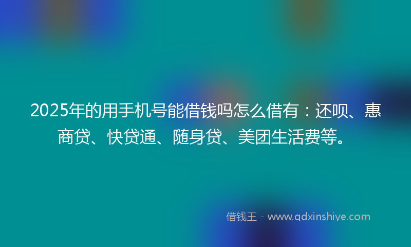 2025年的用手机号能借钱吗怎么借有：还呗、惠商贷、快贷通、随身贷、美团生活费等。