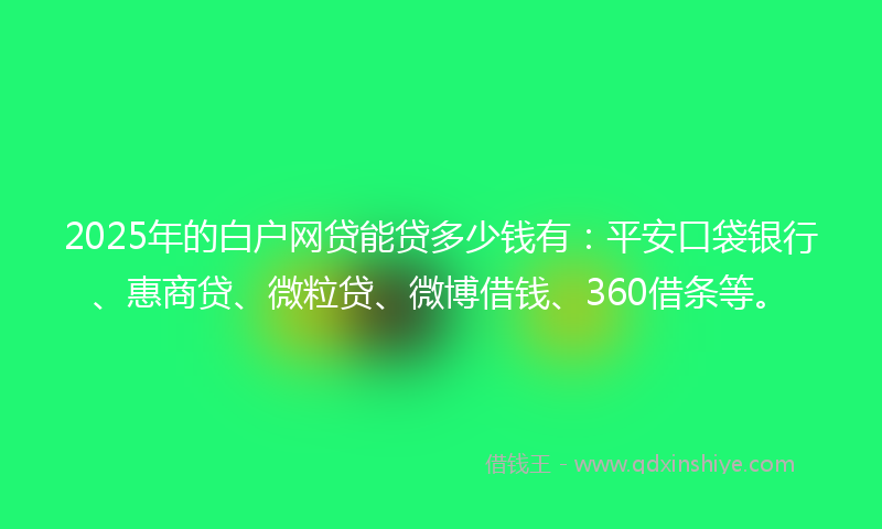 2025年的白户网贷能贷多少钱有：平安口袋银行、惠商贷、微粒贷、微博借钱、360借条等。