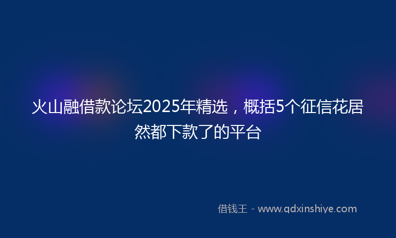 火山融借款论坛2025年精选，概括5个征信花居然都下款了的平台