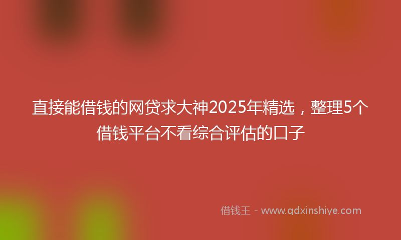 直接能借钱的网贷求大神2025年精选,整理5个借钱平台不看综合评估的口子
