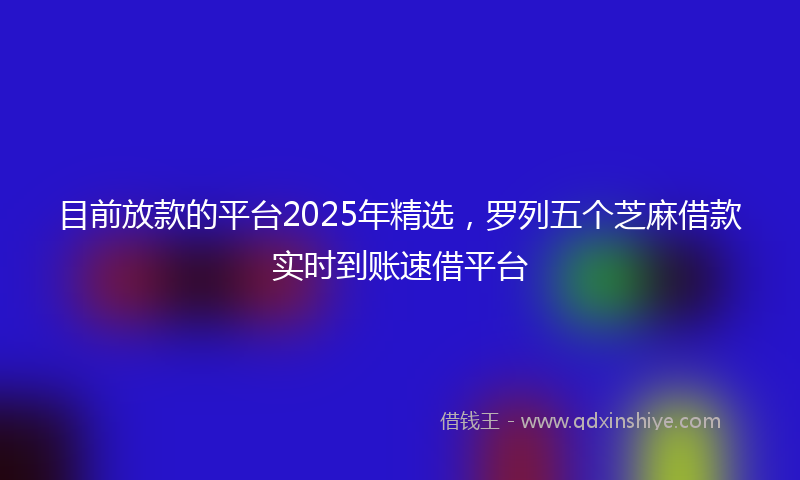 目前放款的平台2025年精选，罗列五个芝麻借款实时到账速借平台