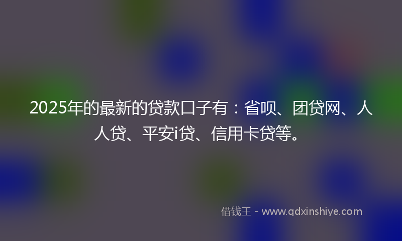2025年的最新的贷款口子有：省呗、团贷网、人人贷、平安i贷、信用卡贷等。