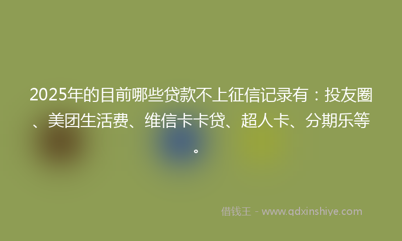 2025年的目前哪些贷款不上征信记录有：投友圈、美团生活费、维信卡卡贷、超人卡、分期乐等。