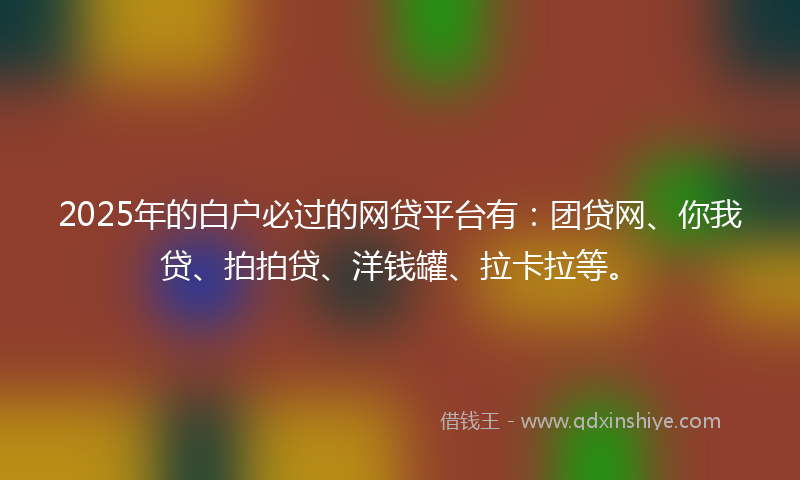 2025年的白户必过的网贷平台有：团贷网、你我贷、拍拍贷、洋钱罐、拉卡拉等。