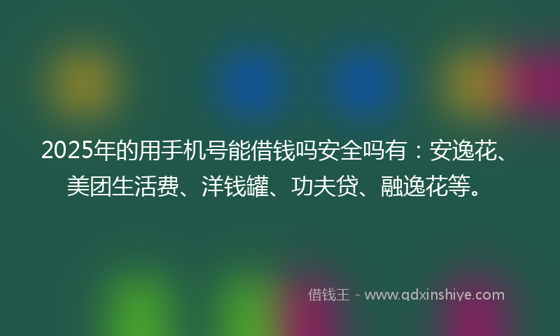 2025年的用手机号能借钱吗安全吗有：安逸花、美团生活费、洋钱罐、功夫贷、融逸花等。