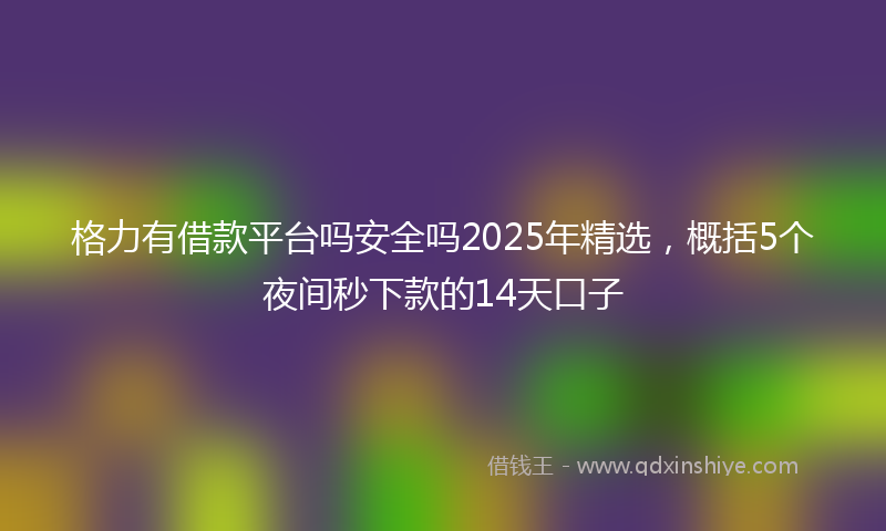 格力有借款平台吗安全吗2025年精选，概括5个夜间秒下款的14天口子