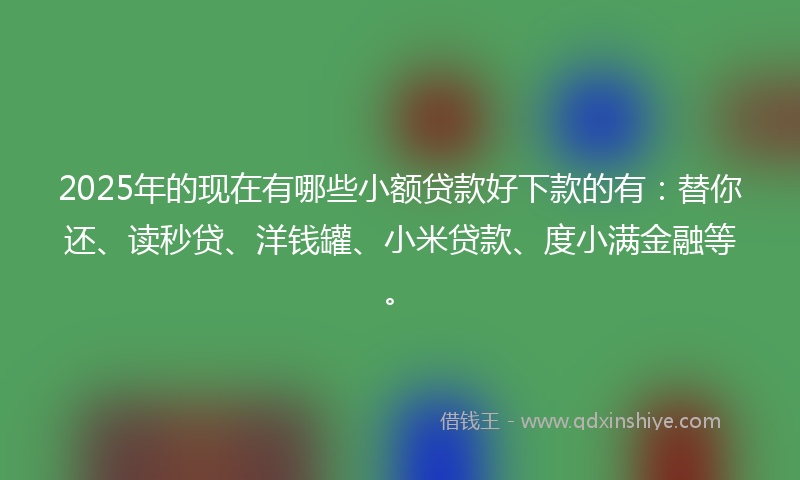 2025年的现在有哪些小额贷款好下款的有：替你还、读秒贷、洋钱罐、小米贷款、度小满金融等。