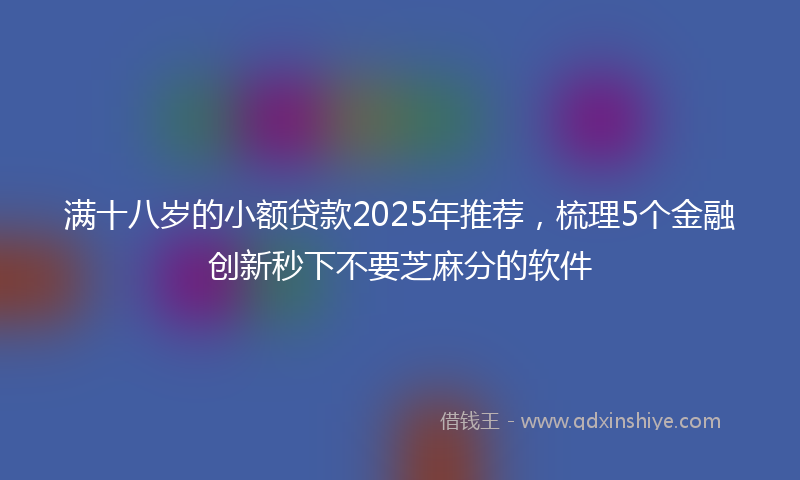 满十八岁的小额贷款2025年推荐，梳理5个金融创新秒下不要芝麻分的软件