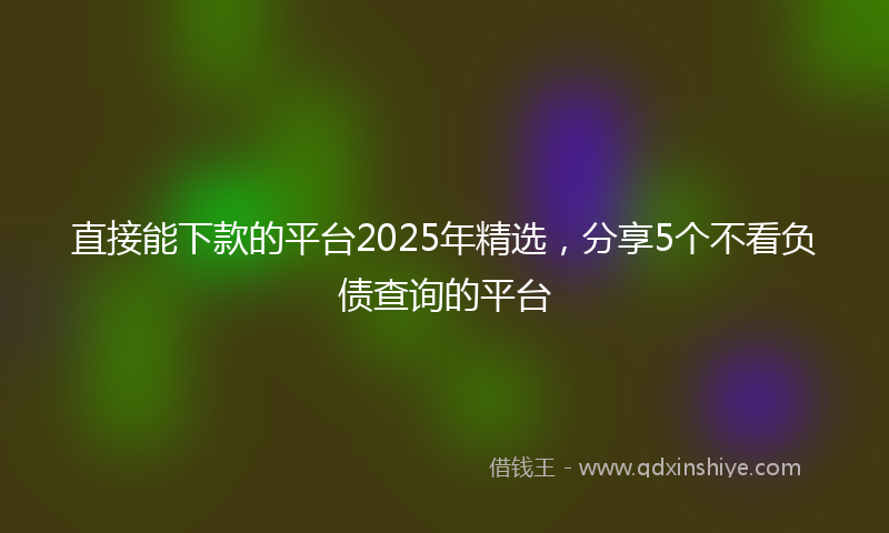 直接能下款的平台2025年精选，分享5个不看负债查询的平台