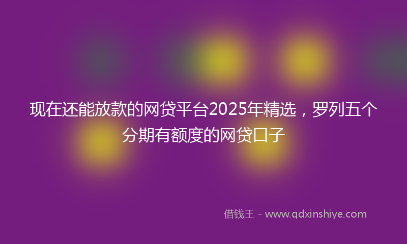 现在还能放款的网贷平台2025年精选,罗列五个分期有额度的网贷口子