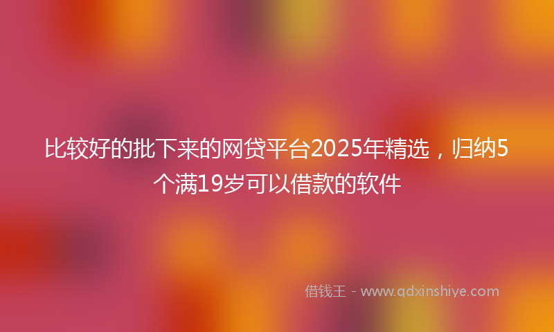 比较好的批下来的网贷平台2025年精选，归纳5个满19岁可以借款的软件