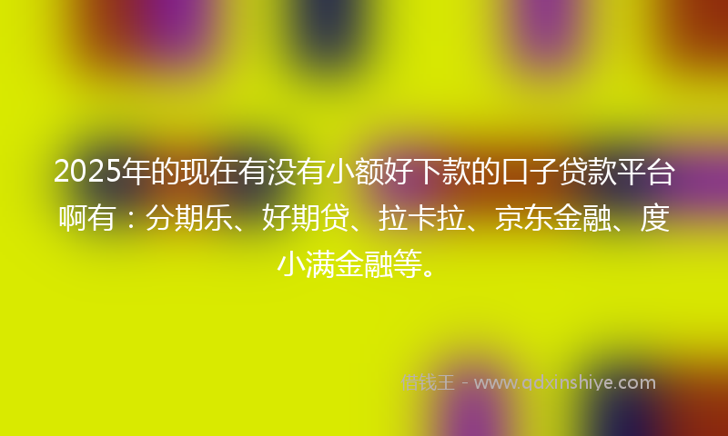 2025年的现在有没有小额好下款的口子贷款平台啊有：分期乐、好期贷、拉卡拉、京东金融、度小满金融等。