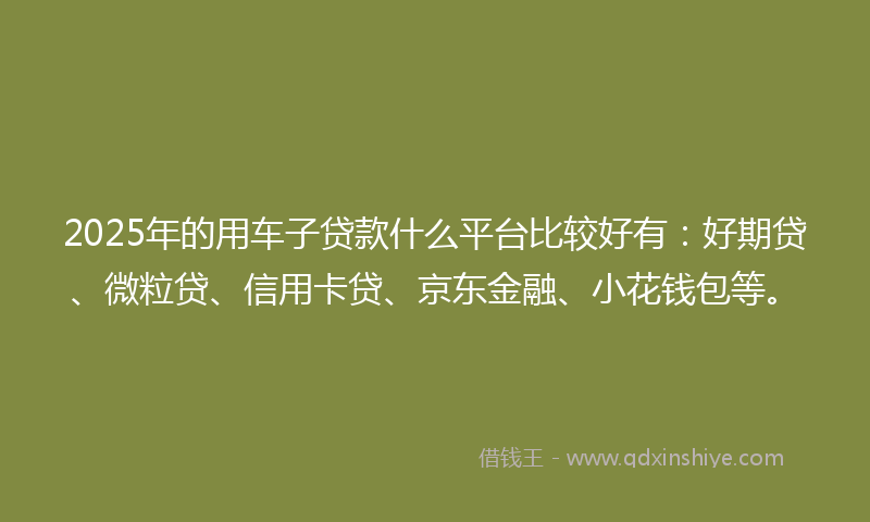 2025年的用车子贷款什么平台比较好有：好期贷、微粒贷、信用卡贷、京东金融、小花钱包等。