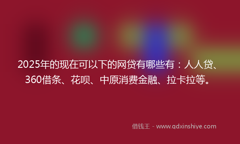 2025年的现在可以下的网贷有哪些有：人人贷、360借条、花呗、中原消费金融、拉卡拉等。