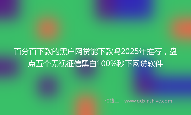百分百下款的黑户网贷能下款吗2025年推荐，盘点五个无视征信黑白100%秒下网贷软件