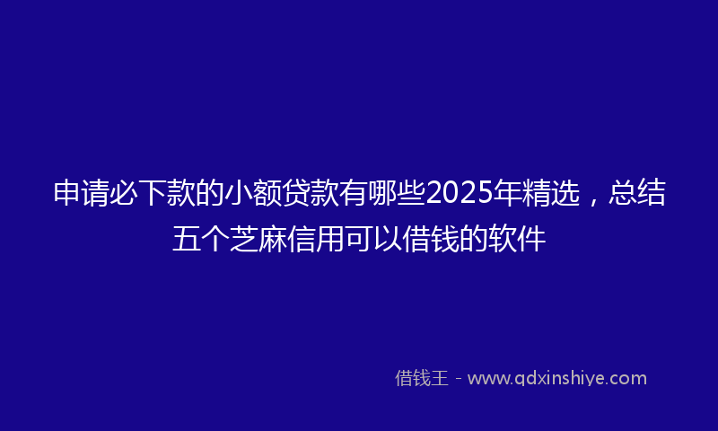 申请必下款的小额贷款有哪些2025年精选，总结五个芝麻信用可以借钱的软件