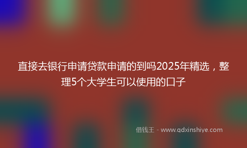 直接去银行申请贷款申请的到吗2025年精选，整理5个大学生可以使用的口子