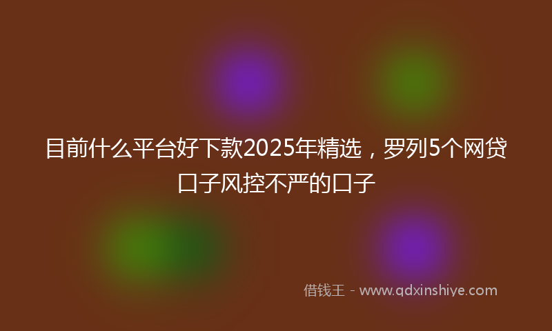 目前什么平台好下款2025年精选，罗列5个网贷口子风控不严的口子