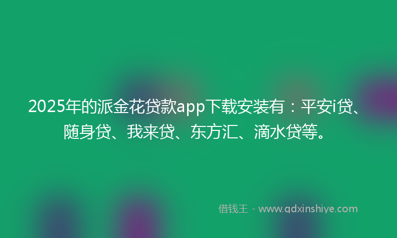 2025年的派金花贷款app下载安装有：平安i贷、随身贷、我来贷、东方汇、滴水贷等。