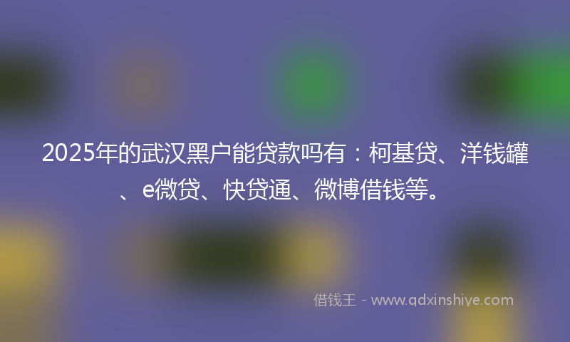 2025年的武汉黑户能贷款吗有：柯基贷、洋钱罐、e微贷、快贷通、微博借钱等。