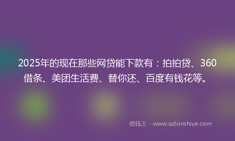 2025年的现在那些网贷能下款有：拍拍贷、360借条、美团生活费、替你还、百度有钱花等。