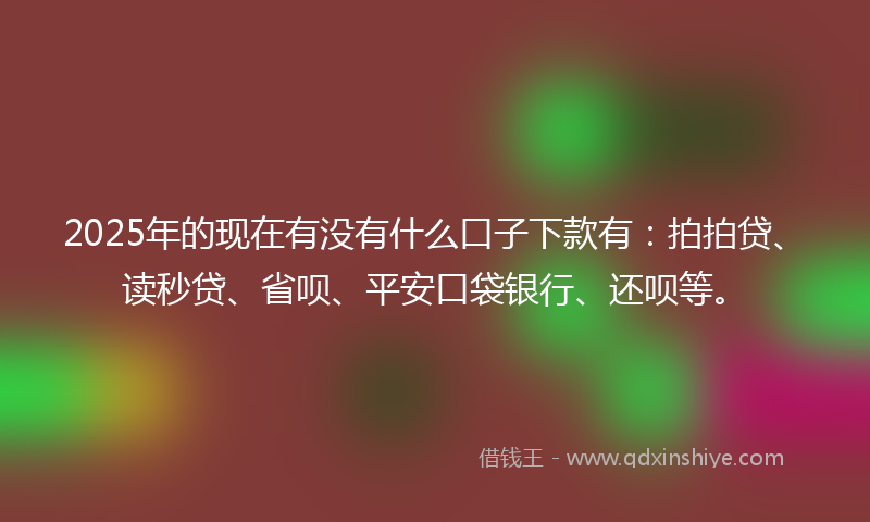 2025年的现在有没有什么口子下款有：拍拍贷、读秒贷、省呗、平安口袋银行、还呗等。