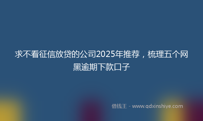 求不看征信放贷的公司2025年推荐，梳理五个网黑逾期下款口子