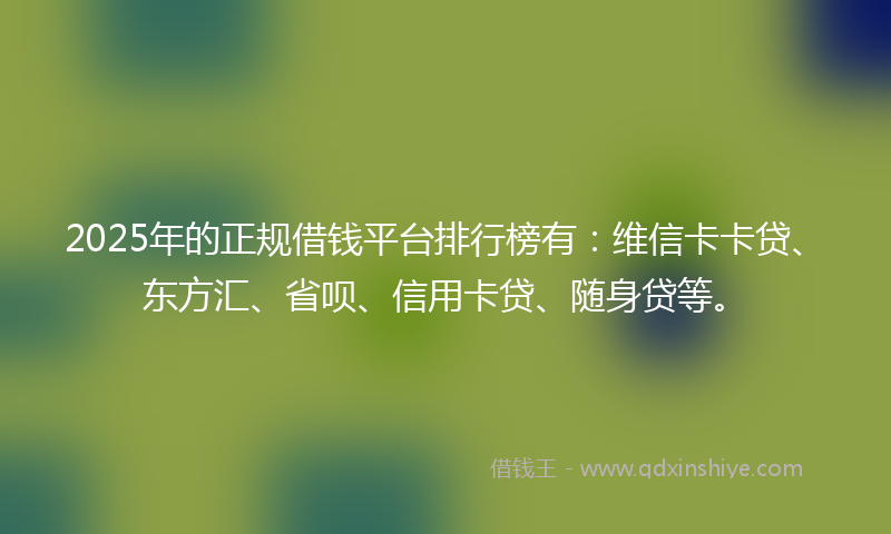 2025年的正规借钱平台排行榜有：维信卡卡贷、东方汇、省呗、信用卡贷、随身贷等。