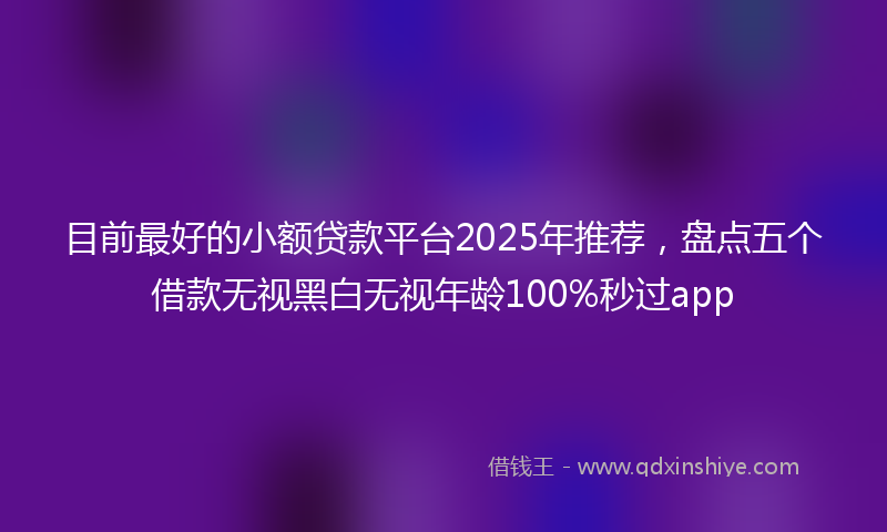目前最好的小额贷款平台2025年推荐，盘点五个借款无视黑白无视年龄100%秒过app