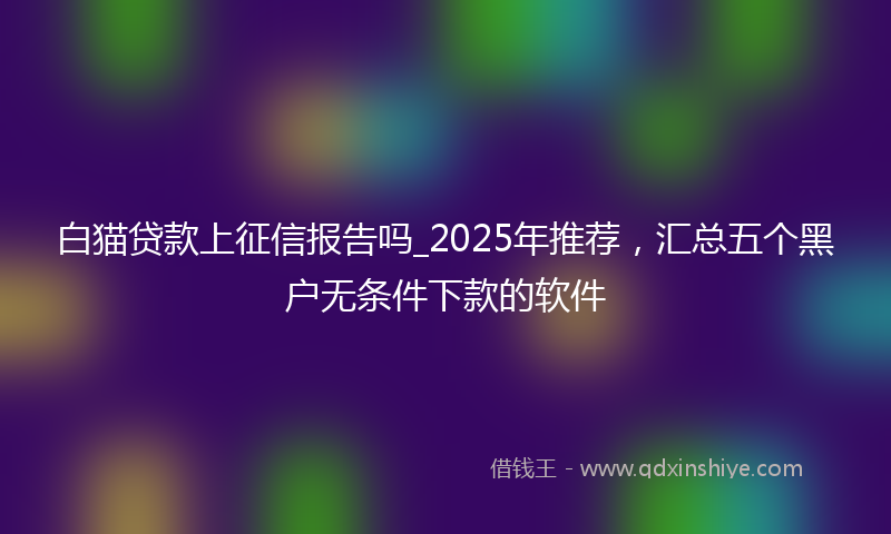 白猫贷款上征信报告吗_2025年推荐，汇总五个黑户无条件下款的软件