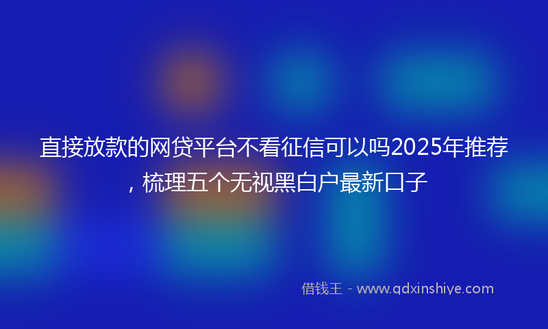 直接放款的网贷平台不看征信可以吗2025年推荐，梳理五个无视黑白户最新口子