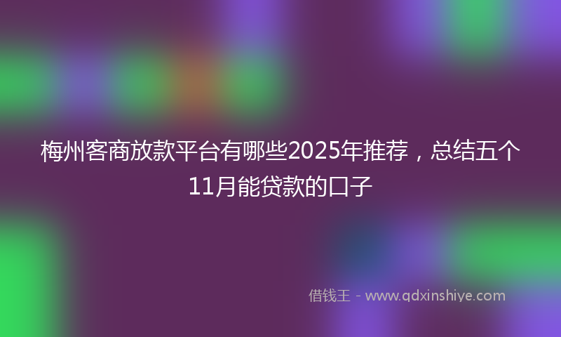 梅州客商放款平台有哪些2025年推荐，总结五个11月能贷款的口子
