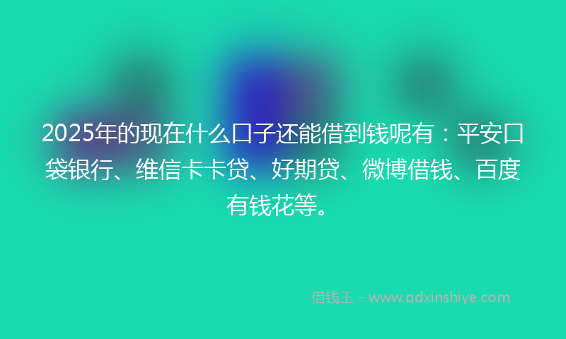 2025年的现在什么口子还能借到钱呢有：平安口袋银行、维信卡卡贷、好期贷、微博借钱、百度有钱花等。