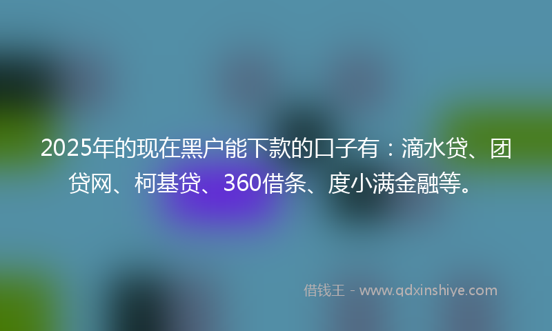 2025年的现在黑户能下款的口子有:滴水贷、团贷网、柯基贷、360借条、度小满金融等。