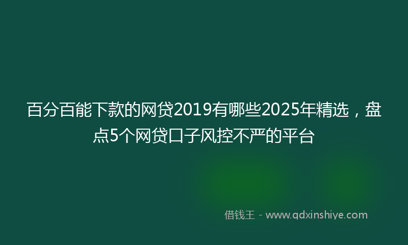 百分百能下款的网贷2019有哪些2025年精选，盘点5个网贷口子风控不严的平台
