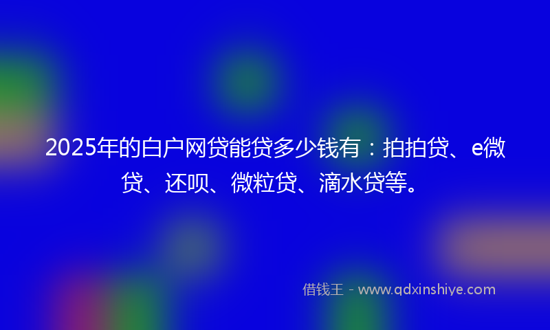 2025年的白户网贷能贷多少钱有：拍拍贷、e微贷、还呗、微粒贷、滴水贷等。