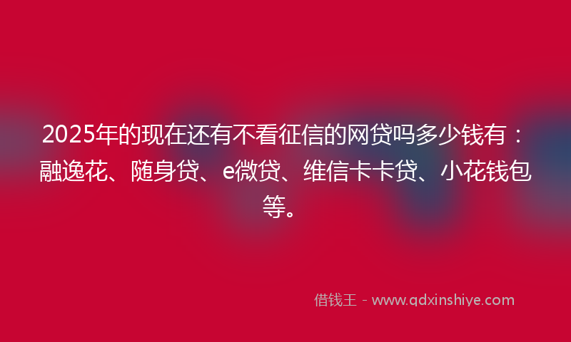 2025年的现在还有不看征信的网贷吗多少钱有：融逸花、随身贷、e微贷、维信卡卡贷、小花钱包等。