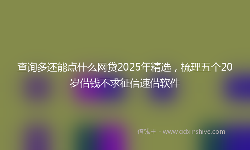 查询多还能点什么网贷2025年精选，梳理五个20岁借钱不求征信速借软件