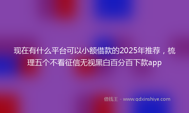 现在有什么平台可以小额借款的2025年推荐，梳理五个不看征信无视黑白百分百下款app