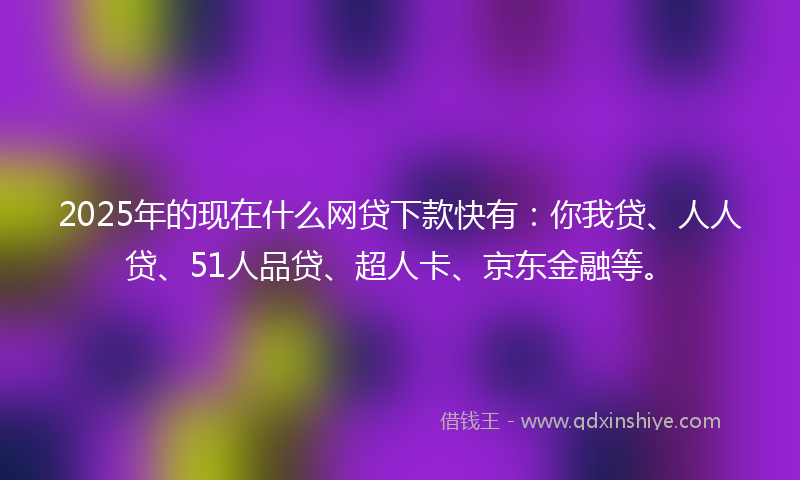 2025年的现在什么网贷下款快有：你我贷、人人贷、51人品贷、超人卡、京东金融等。