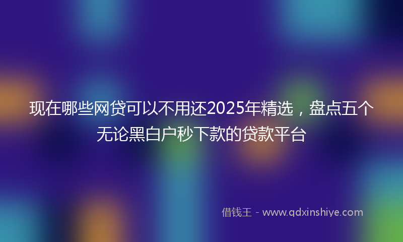 现在哪些网贷可以不用还2025年精选，盘点五个无论黑白户秒下款的贷款平台