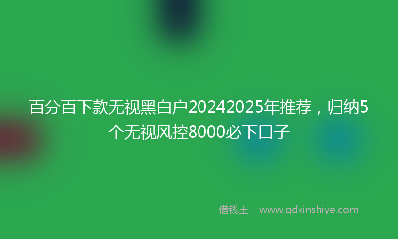 百分百下款无视黑白户20242025年推荐，归纳5个无视风控8000必下口子