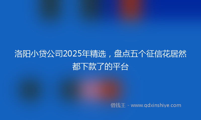 洛阳小贷公司2025年精选，盘点五个征信花居然都下款了的平台