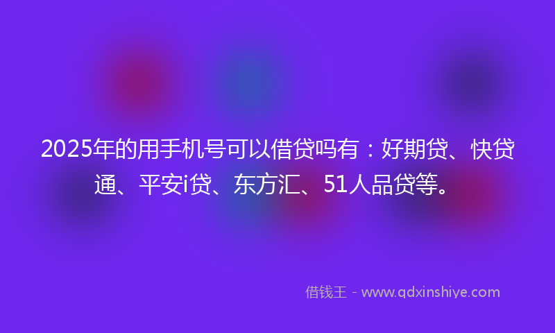 2025年的用手机号可以借贷吗有：好期贷、快贷通、平安i贷、东方汇、51人品贷等。